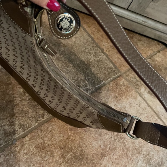 Dooney & Bourke Crescent Pebbled Leather Signature Logo Brown Shoulder Bag - Picture 13 of 13